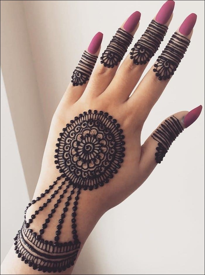 stylish back hand mehndi design 10