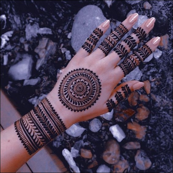 stylish back hand mehndi design 11