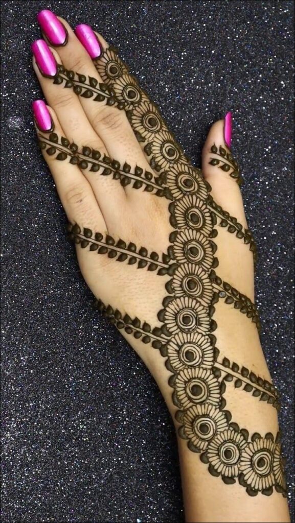 stylish back hand mehndi design 12