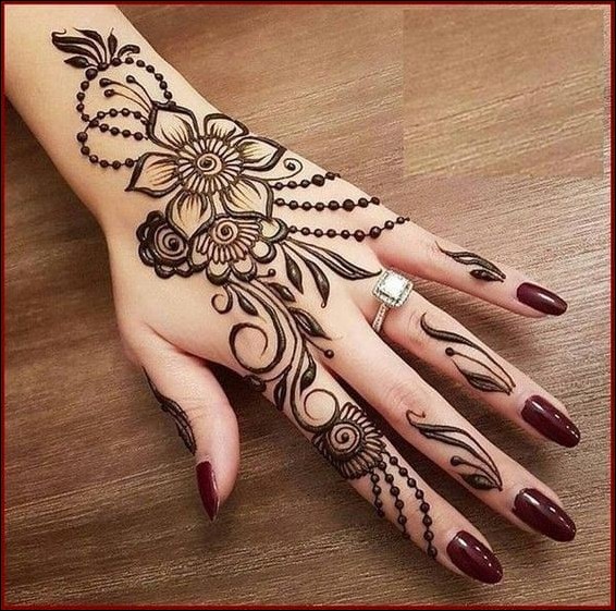 stylish back hand mehndi design 17 1