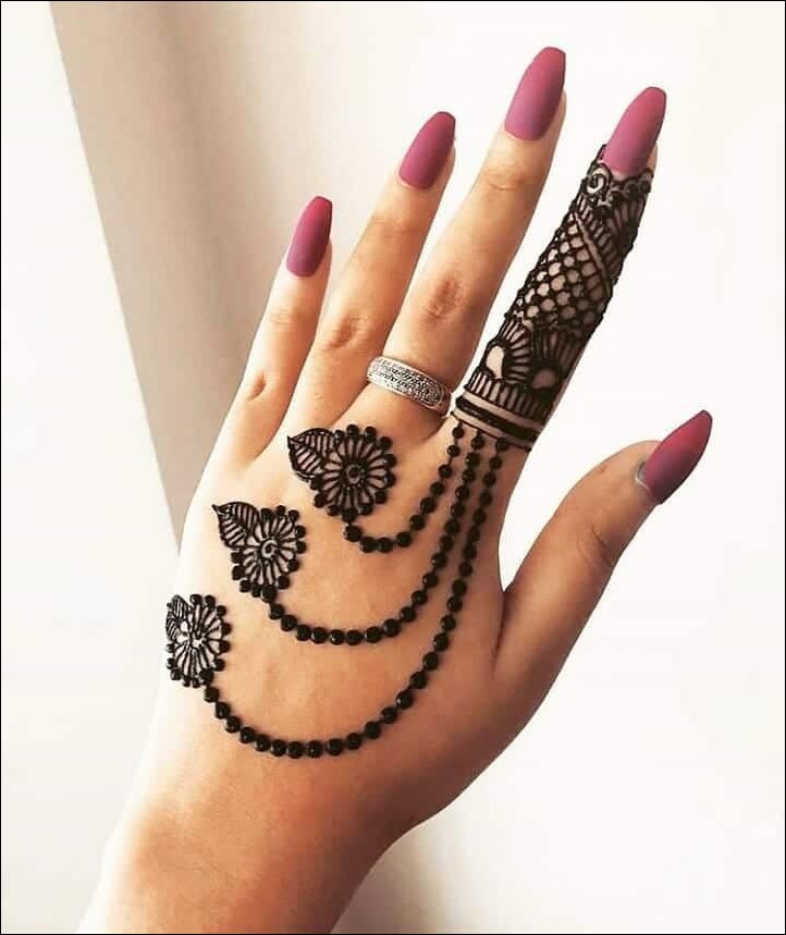 stylish back hand mehndi design 2