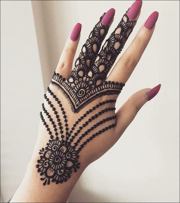 stylish back hand mehndi design 5