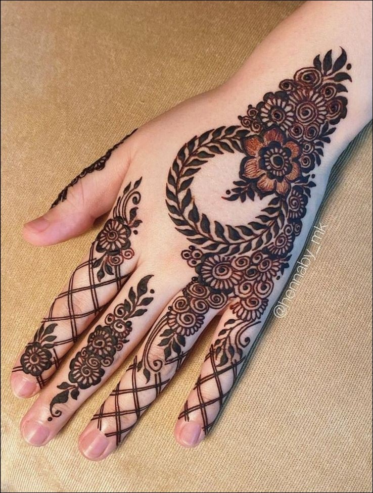 stylish back hand mehndi design 6