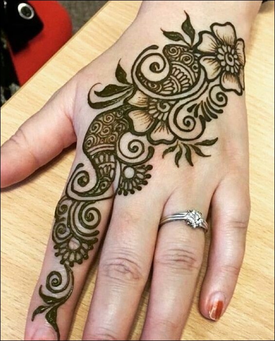 stylish back hand mehndi design 8